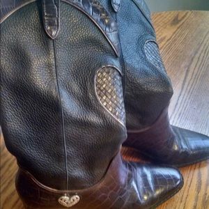 Brighton Black leather cowboy boot.